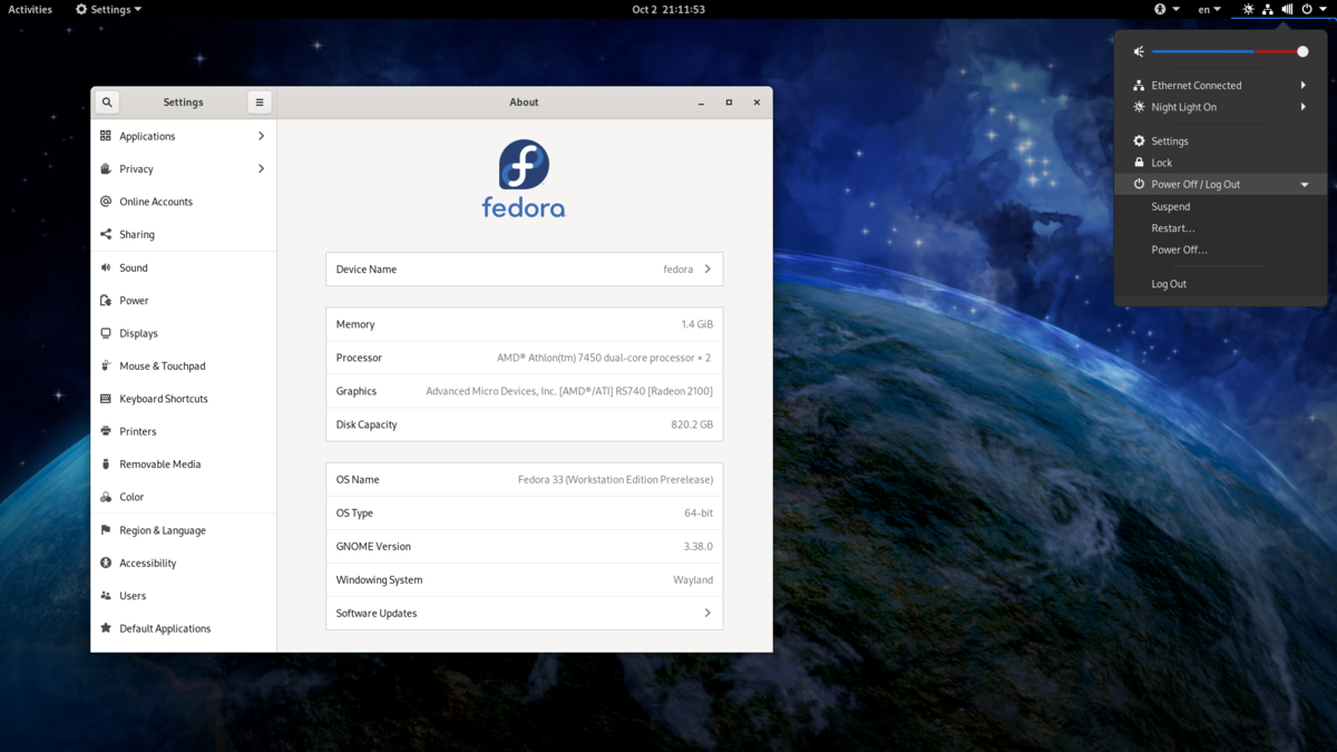 Fedora Screenshot